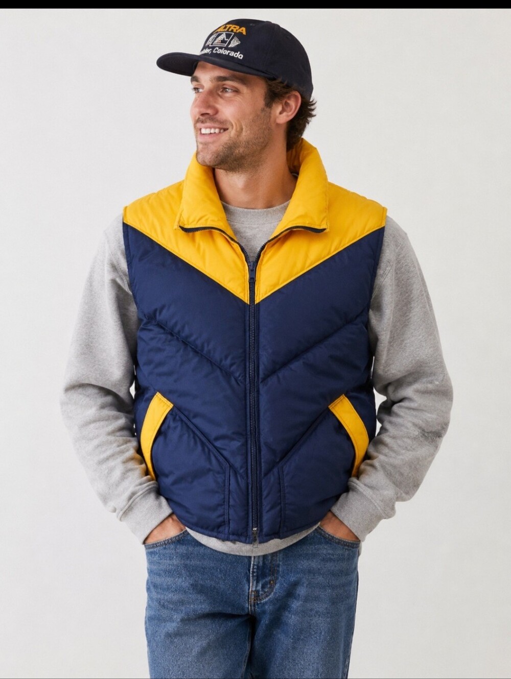 VINTAGE 80s/90s Down Boulder CO Colorblock Vest
